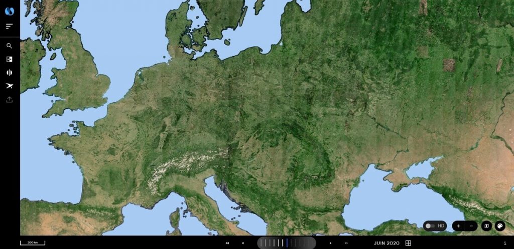 Carte de l'Europe : capture sur la plateforme Nimbo