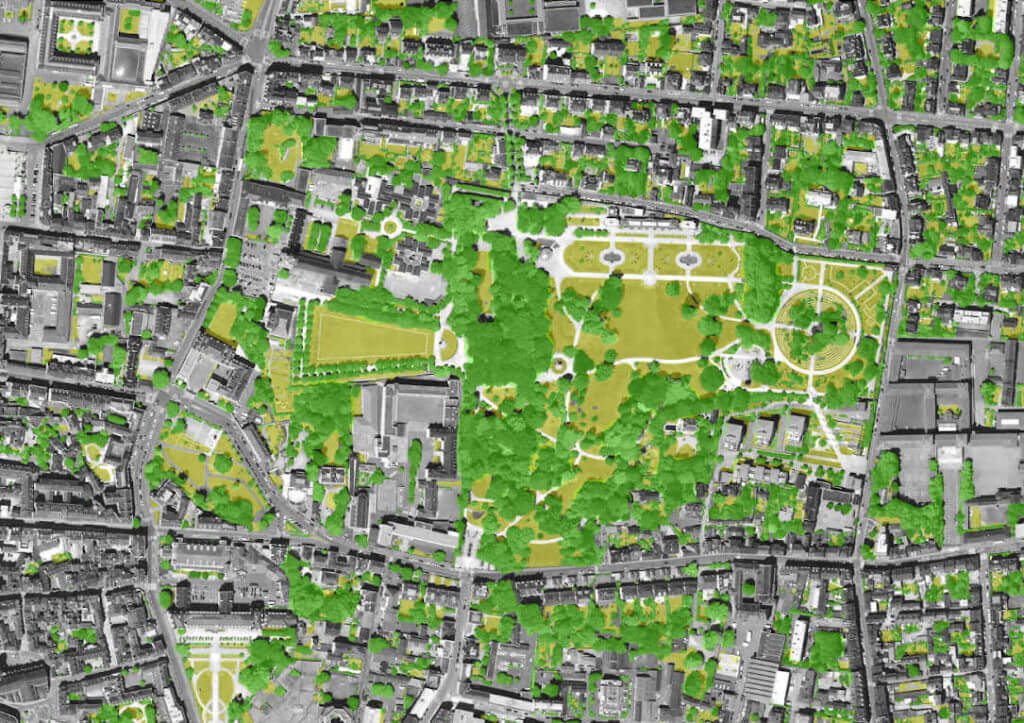 Fine-scale identification of vegetation in Rennes : aerial view of the Parc du Thabor