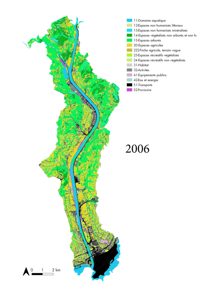 Slider map of land use inventory in Nice Ecovallée - 2006, 2014 and 2017