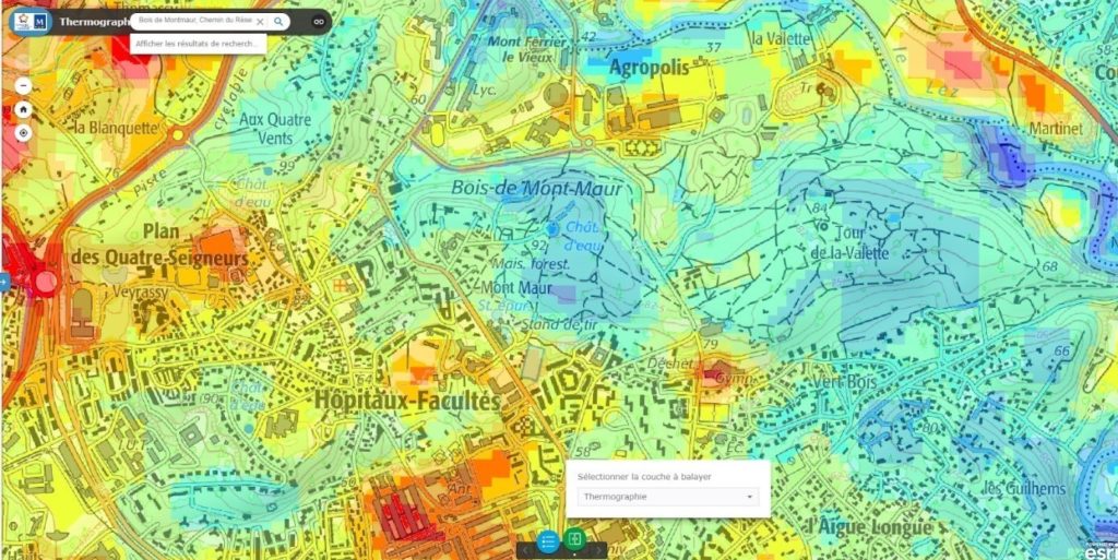 Daytime satellite thermography, Montpellier Méditerranée Métropole