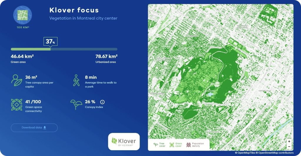 Klover focus : Montréal's detailed vegetation map and green indicators 