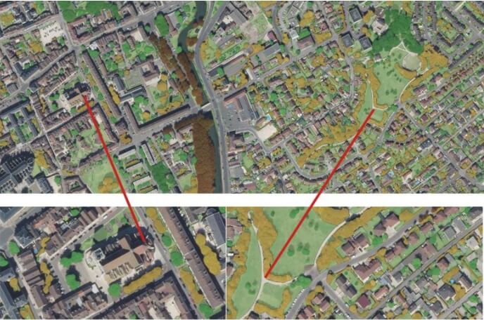 Extrait de la cartographie de la végétation urbaine à Troyes réalisée par Kermap