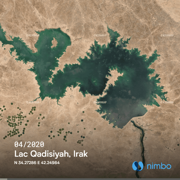 Sécheresse en Irak : forte réduction de la surface du Lac Qadisiyah (timelapse satellite 2020-2022)