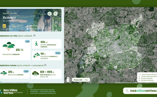 Carte de la végétation à Rennes sur Nos Villes Vertes