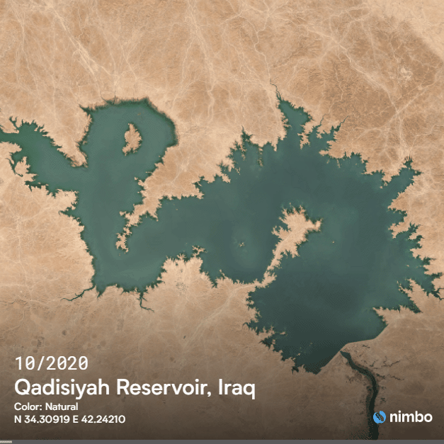 2D satellite timelapse of Qadisiyah Reservoir, Iraq