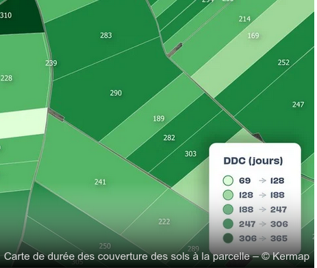 Carte de durée de couverture végétale à la parcelle