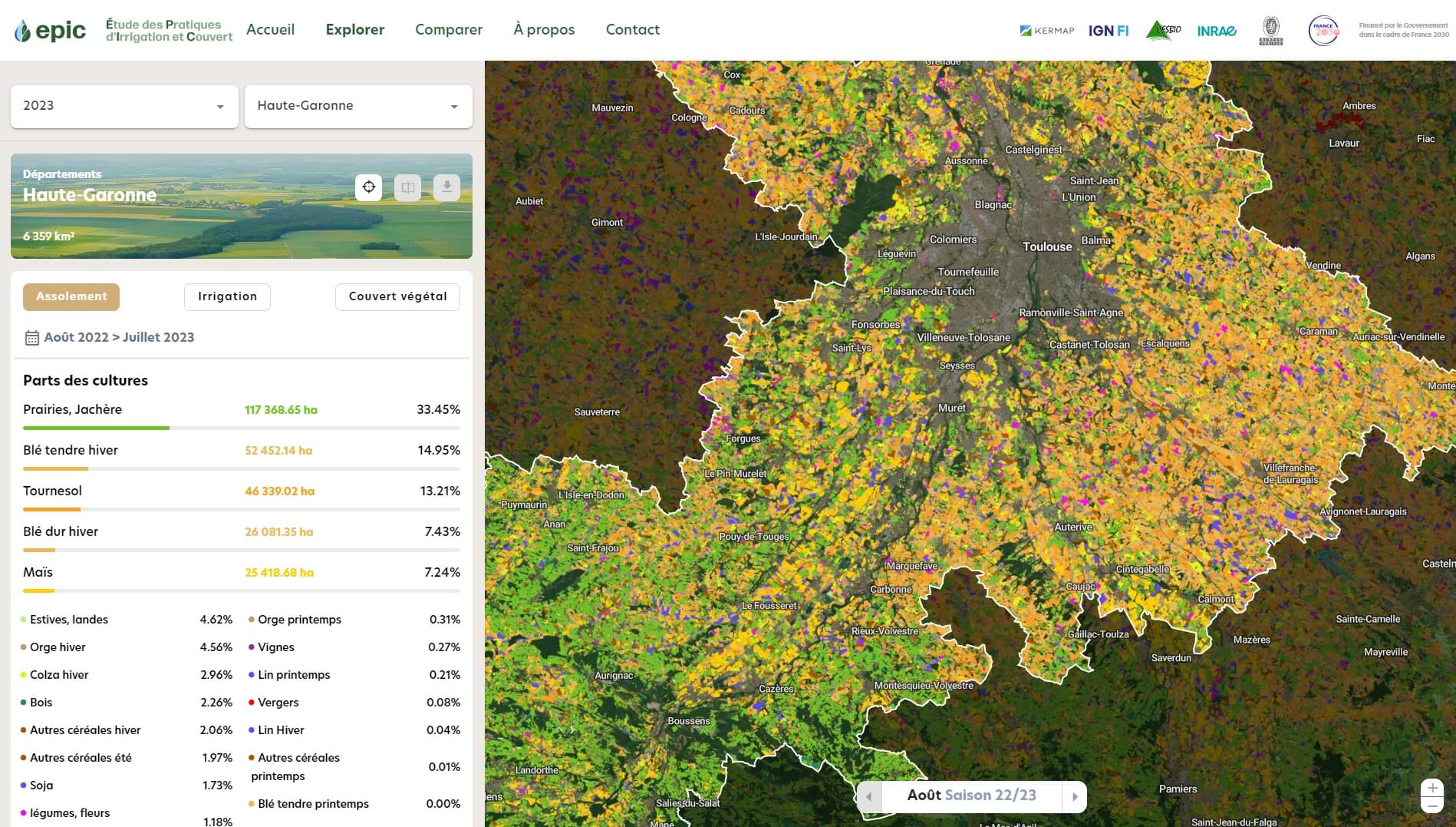 Cartographie des cultures 2023 dans la plateforme EPIC 